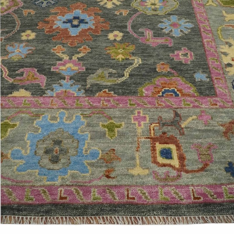 antique gray and pink 5x8 6x9 8x10 9x12 10x14 and 12x15 wool traditional persian silver vibrant colorful hand knotted oushak area rug trdcp787 387938