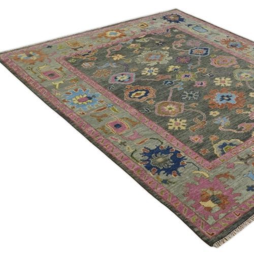 antique gray and pink 5x8 6x9 8x10 9x12 10x14 and 12x15 wool traditional persian silver vibrant colorful hand knotted oushak area rug trdcp787 413193