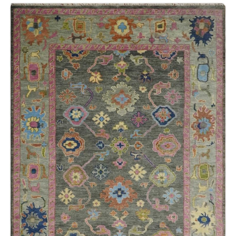 antique gray and pink 5x8 6x9 8x10 9x12 10x14 and 12x15 wool traditional persian silver vibrant colorful hand knotted oushak area rug trdcp787 467177