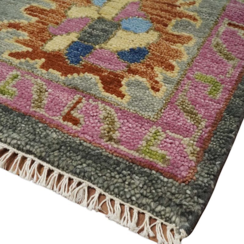 antique gray and pink 5x8 6x9 8x10 9x12 10x14 and 12x15 wool traditional persian silver vibrant colorful hand knotted oushak area rug trdcp787 950967