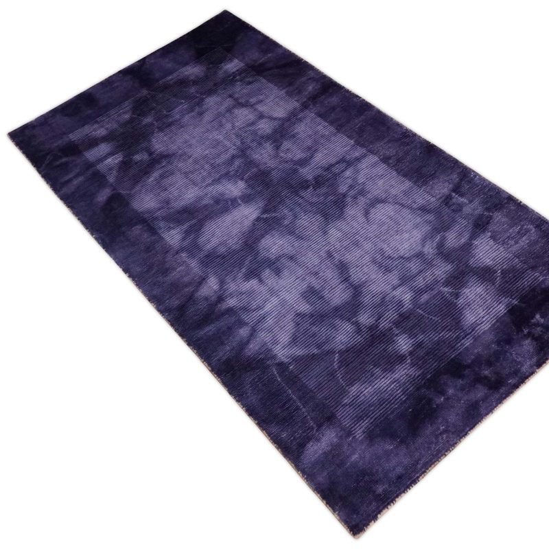 entryway purple tie dye hand woven loop and cut modern abstract art silk rug knt11 556339