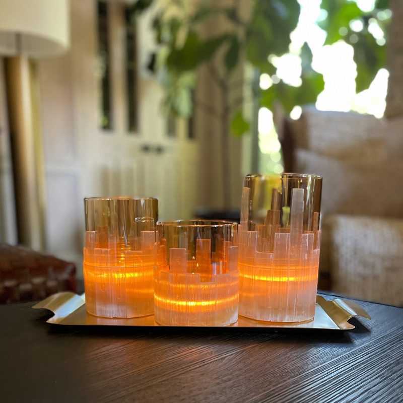 hana glass crystal candle holders 700013