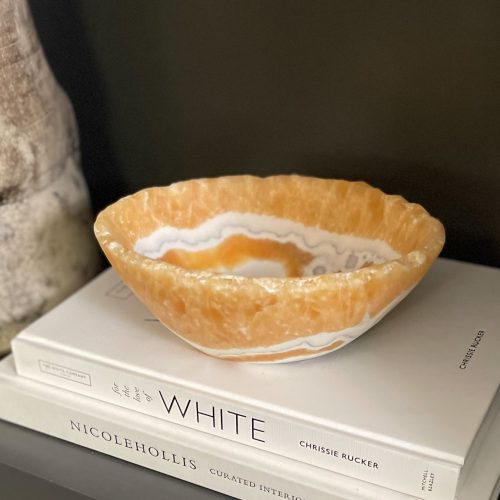 hand carved zebra calcite bowl 103012