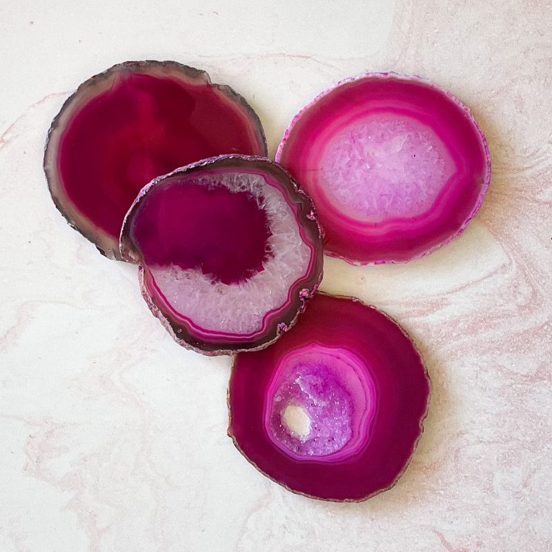 vibrant fuchsia agate coaster set 323600