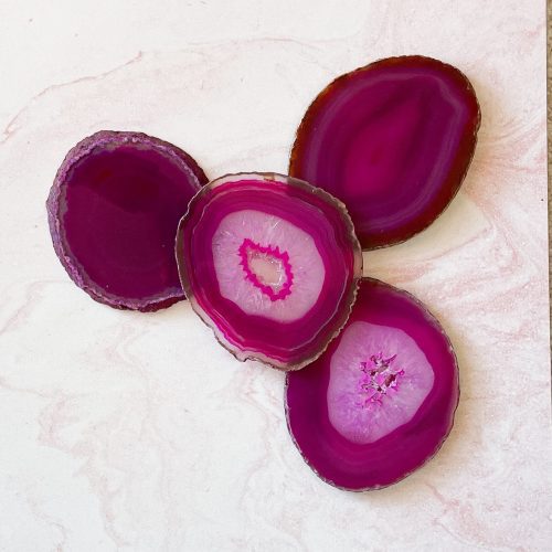 vibrant fuchsia agate coaster set 775020