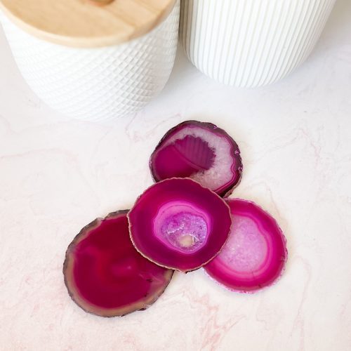 vibrant fuchsia agate coaster set 835830