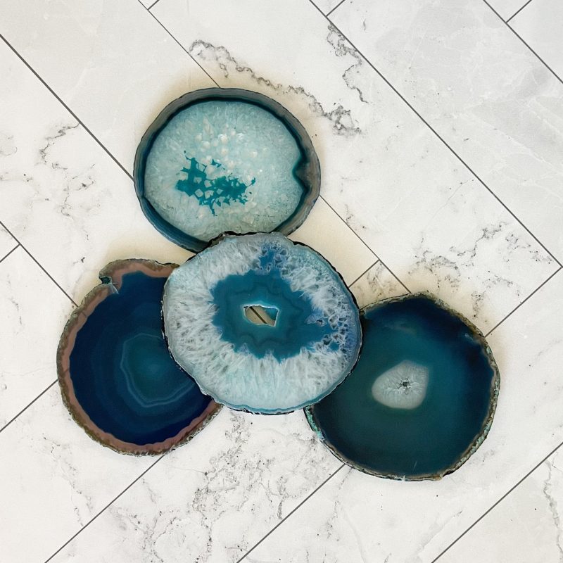 vibrant teal agate coaster set 467611