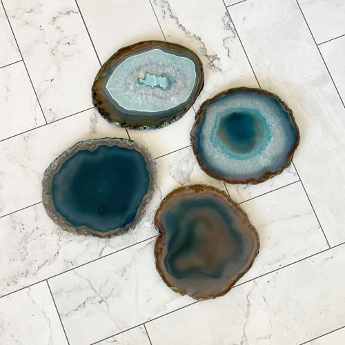 vibrant teal agate coaster set 757244