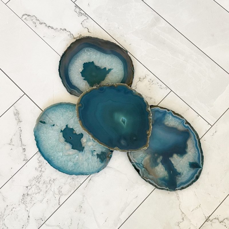 vibrant teal agate coaster set 761562