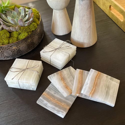 white onyx coaster set 952071